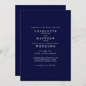 Invitation Mariage simple de la marine noire (Devant / Derrière)