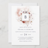 Invitation Mariage simple de monogramme floral (Devant)
