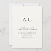 Invitation Mariage simple de monogramme noir et blanc (Devant)
