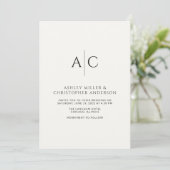 Invitation Mariage simple de monogramme noir et blanc (Debout devant)