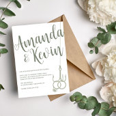 Invitation Mariage simple de pêche anneaux Sage Moss Green