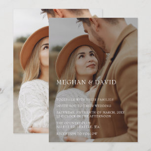Invitation Mariage simple de superposition photo complète