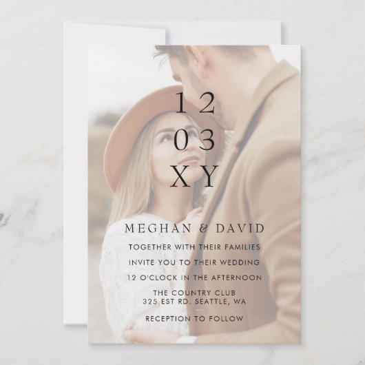 Invitation Mariage simple de superposition photo complète (Devant)