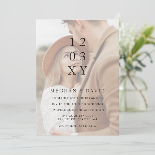 Invitation Mariage simple de superposition photo complète (Debout devant)
