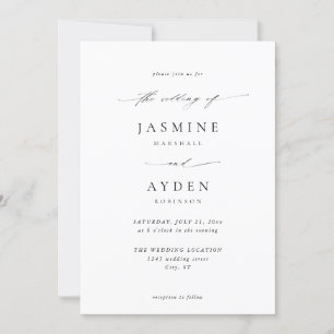 Invitation Mariage simple d'élégance - Blanc