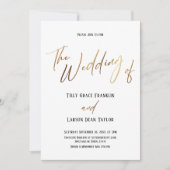 Invitation Mariage Simple Écriture Main Or Lisse Le (Devant)