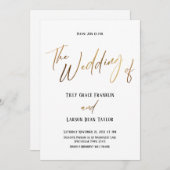 Invitation Mariage Simple Écriture Main Or Lisse Le Des (Devant / Derrière)