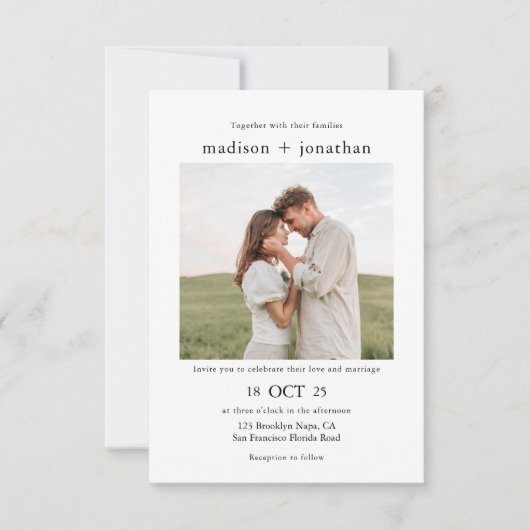 Invitation Mariage Simple Élégant 2 Photos (Devant)