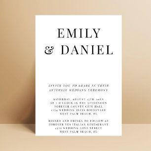 Invitation Mariage Simple Élégant Audacieux Intime au Palais