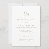 Invitation Mariage simple Elegant Gold Monogram (Devant)