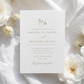 Invitation Mariage simple Elegant Gold Monogram