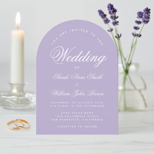 Invitation Mariage Simple Élégant Lavande Violet Écriture