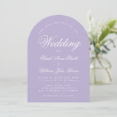 Invitation Mariage Simple Élégant Lavande Violet Écriture (Debout devant)