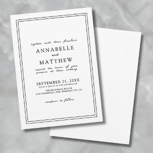 Invitation Mariage Simple Élégant Minimaliste Noir et Blanc