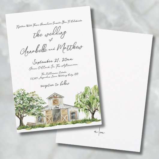 Invitation Mariage Simple Élégant Rustique dans une Grange de