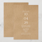 Invitation Mariage Simple Élégant Rustique Date Spéciale (Devant / Derrière)