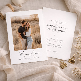 Invitation Mariage Simple Élégant Script Photo Budget