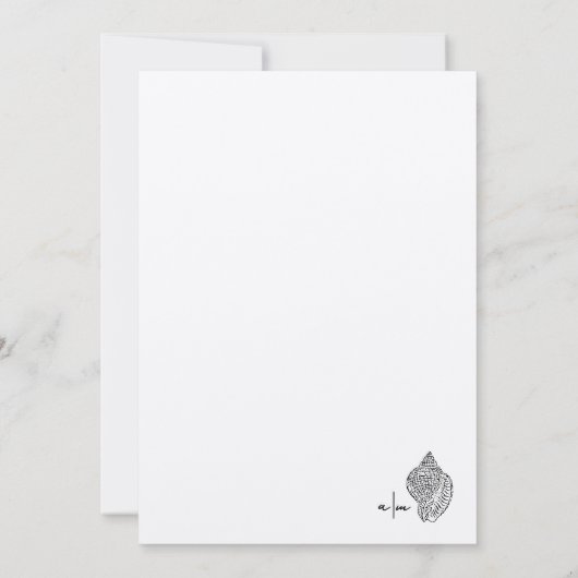 Invitation Mariage simple élégant Seashell Beach (Dos)