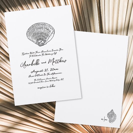 Invitation Mariage simple élégant Seashell Beach