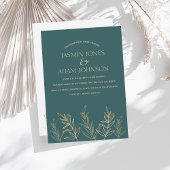Invitation Mariage simple Emerald Green et Feuille Gold