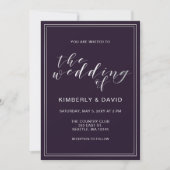 Invitation Mariage simple en argent violet (Devant)