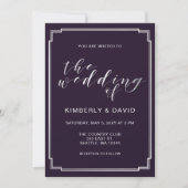 Invitation Mariage simple en argent violet (Devant)