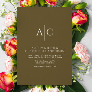 Invitation Mariage simple en bronze foncé