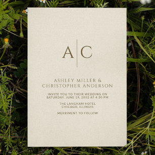 Invitation Mariage simple en bronze foncé et en or