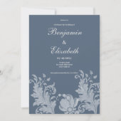 Invitation Mariage simple en dentelle blanche bleue mauve (Devant)