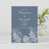 Invitation Mariage simple en dentelle blanche bleue mauve (Debout devant)