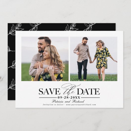 Invitation Mariage Simple Et Design Enregistrer La Date 2 Pho (Devant / Derrière)