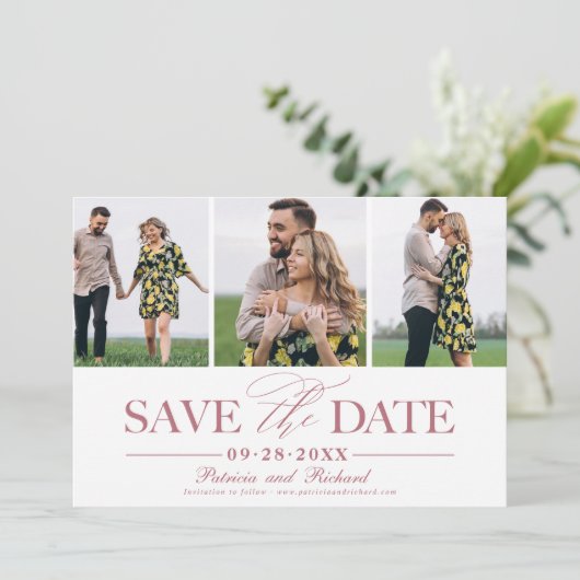 Invitation Mariage Simple Et Design Enregistrer La Date 3 Pho (Debout devant)