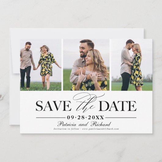 Invitation Mariage Simple Et Design Enregistrer La Date 3 Pho (Devant)