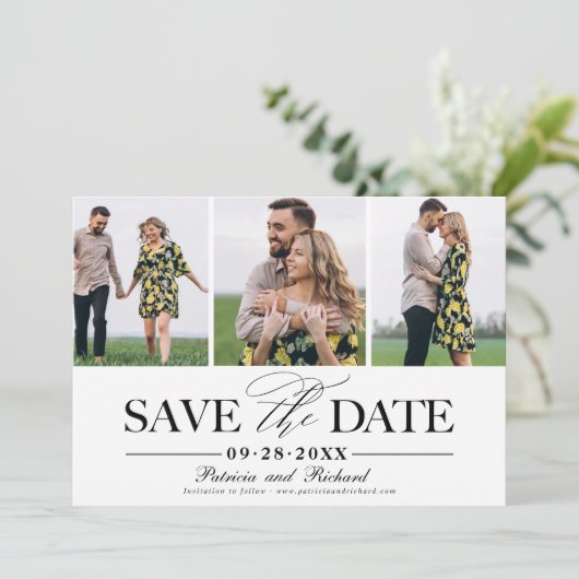 Invitation Mariage Simple Et Design Enregistrer La Date 3 Pho (Debout devant)