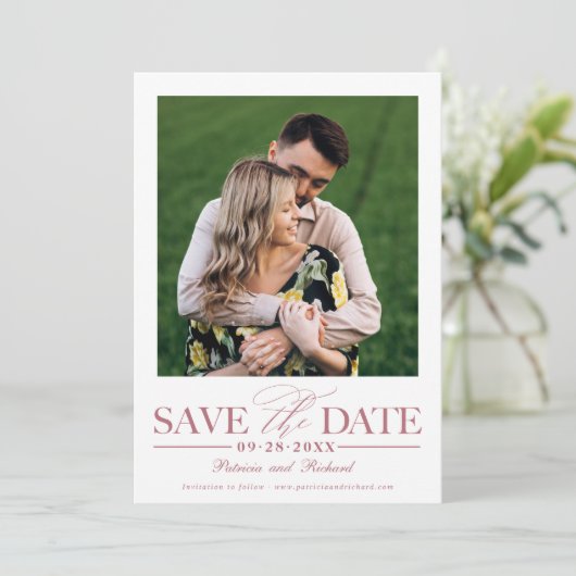 Invitation Mariage Simple Et Design Enregistrer La Photo Date (Debout devant)