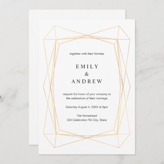 Invitation Mariage simple et élégant (Devant / Derrière)