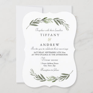 Invitation Mariage simple et élégant à feuilles