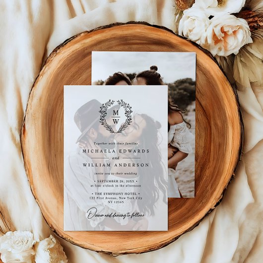 Invitation Mariage Simple et Élégant avec Superposition de Te