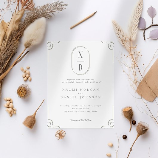 Invitation Mariage simple et élégant de trames de défilement 