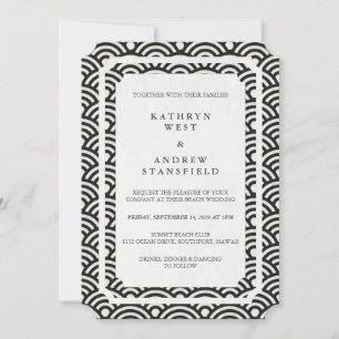 Invitation Mariage simple et élégant Noir+Blanc Plage