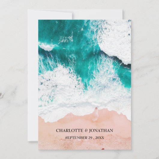 Invitation Mariage simple et élégant sur la plage côtière tro (Dos)