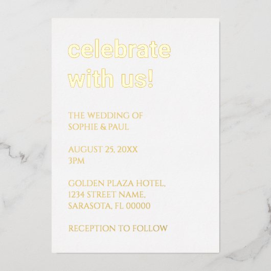 Invitation Mariage simple et élégante (Recto)