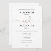 Invitation Mariage simple et élégante en or. Détails de la ca (Devant / Derrière)