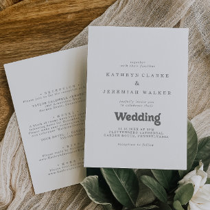 Invitation Mariage simple et formel recto verso