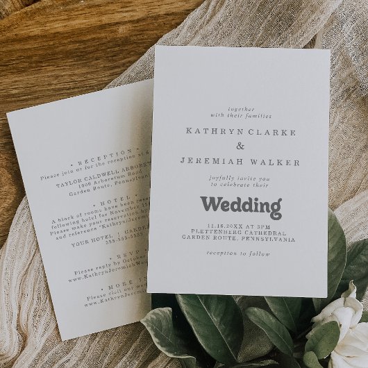 Invitation Mariage simple et formel recto verso