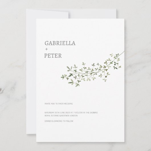 Invitation Mariage simple et minimaliste moderne de la branch (Devant)