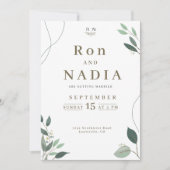 Invitation Mariage simple et moderne à la verdure eucalyptus (Devant)
