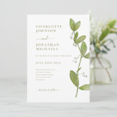 Invitation Mariage simple et moderne avec verdure (Debout devant)