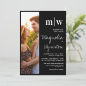 Invitation Mariage simple et moderne de monogramme photo (Debout devant)