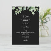 Invitation Mariage simple eucalyptus verdure noir (Debout devant)